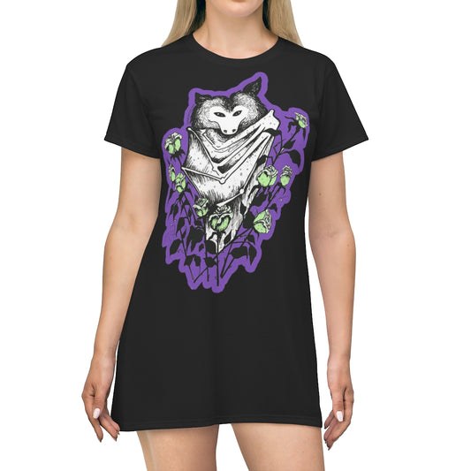 Super Soft "Blue Batty" Illustration by Kelly Kresconko T-Shirt Dress