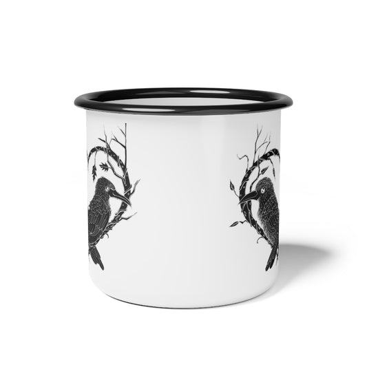 Odin's Ravens White Enamel Camp Cup