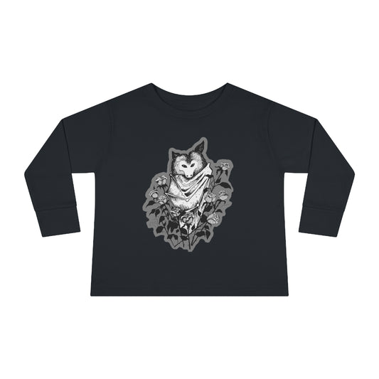 Batty Toddler Long Sleeve Tee (Grayscale)