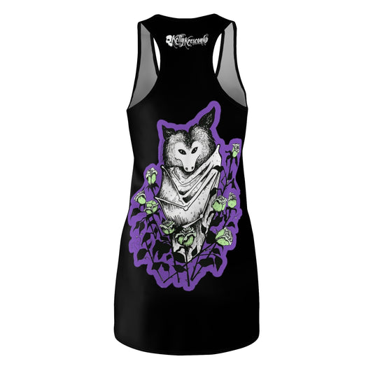 "Blue Batty" Illustration by Kelly Kresconko Racerback Dress