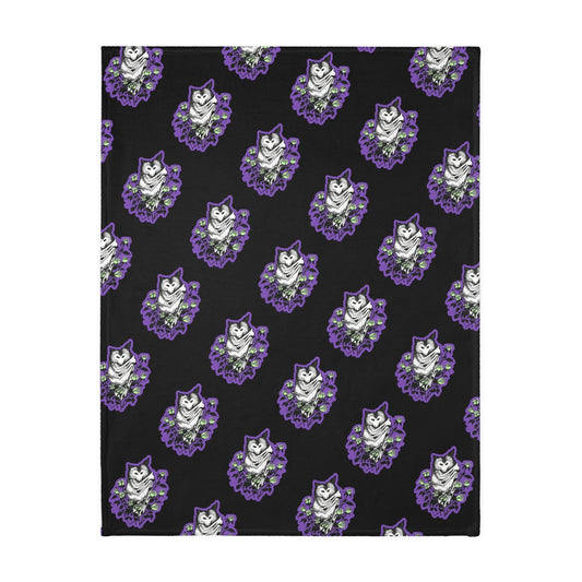 Blue Batty Velveteen Minky Blanket (Two-sided print)