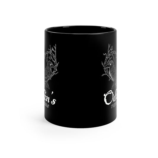 Odin's Ravens with Text11oz Black Mug