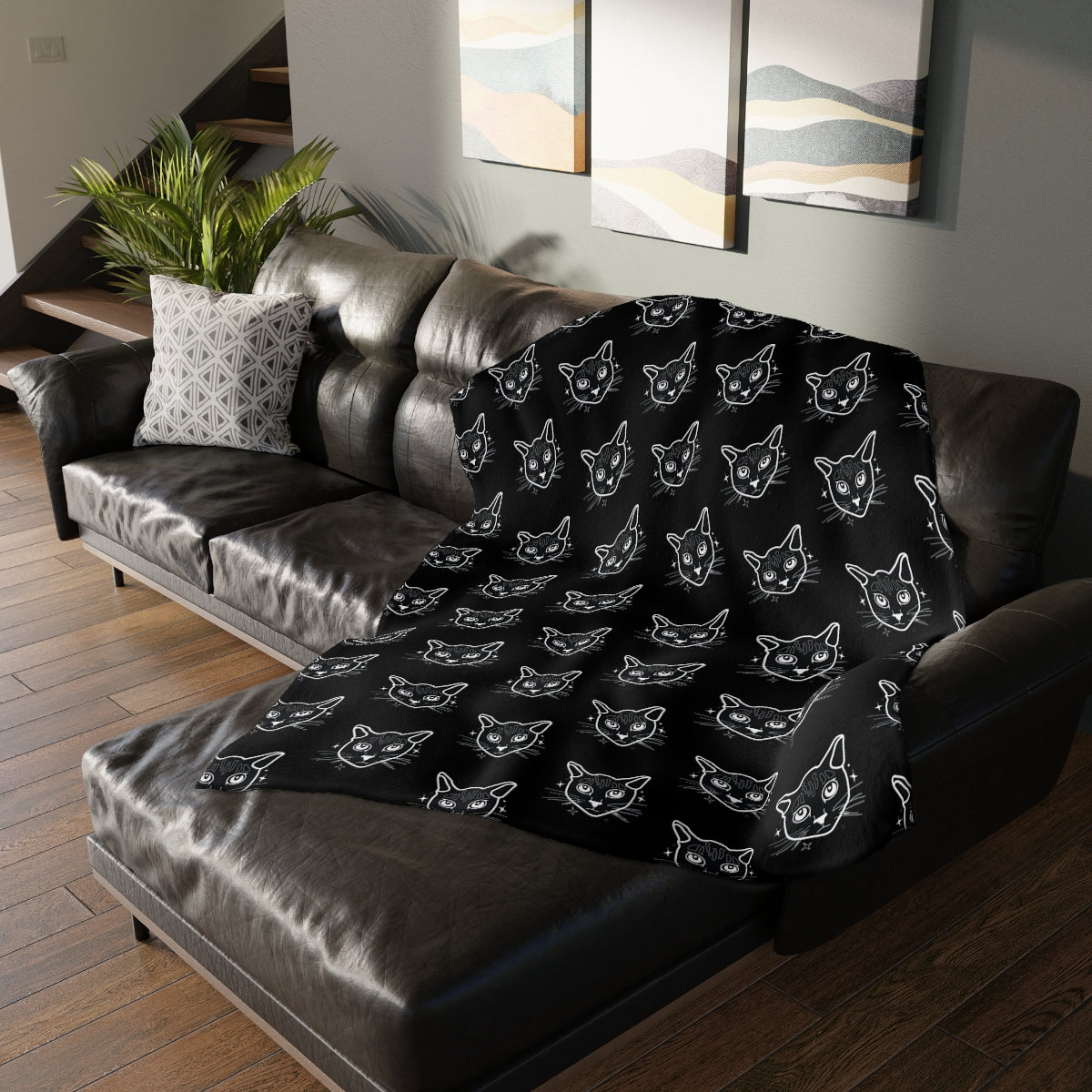 Velveteen "Good Kitty" Blanket (Two-sided print)