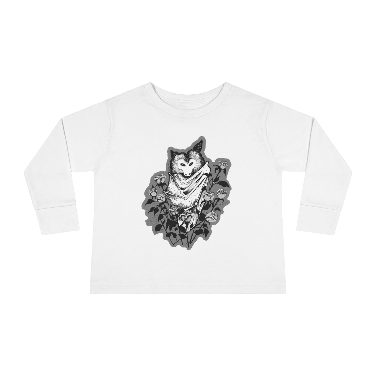 Batty Toddler Long Sleeve Tee (Grayscale)