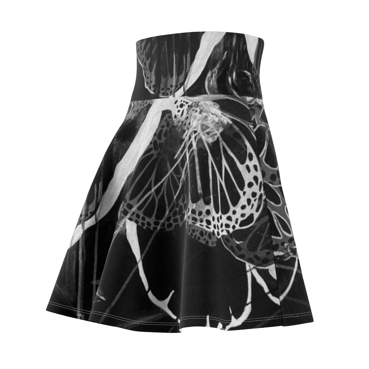 Black Butterfly Eyes Kelly Kresconko Skater Skirt