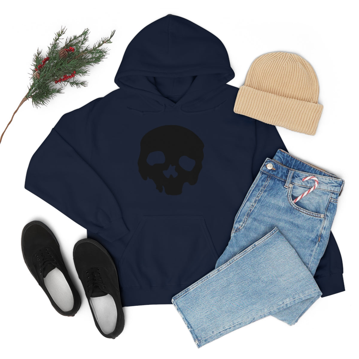 LUXE GOTH BASICS Black Skull Hoodie (Unisex)