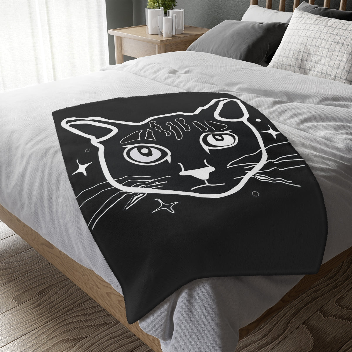 Velveteen "Good Kitty" Blanket (Two-sided print)