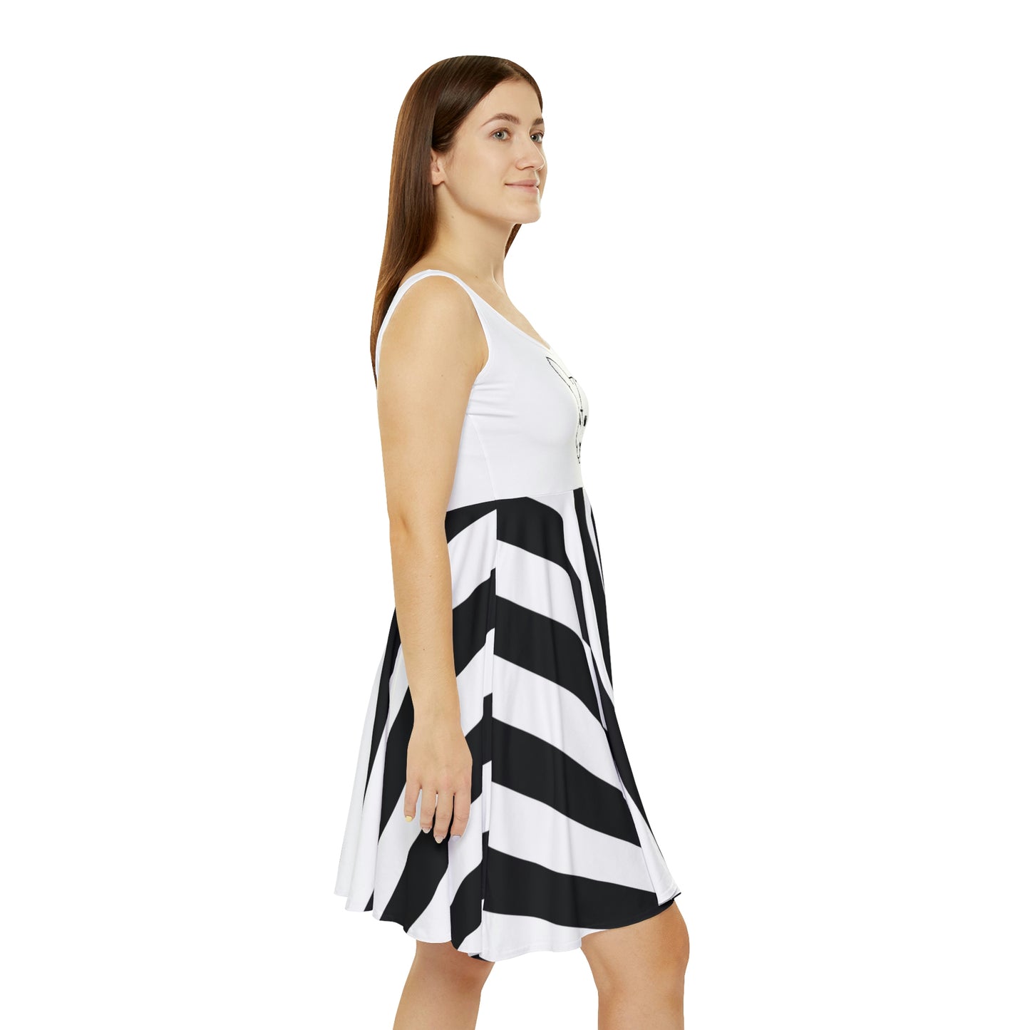 Hell Cat with Stripes Flowy Midi Dress