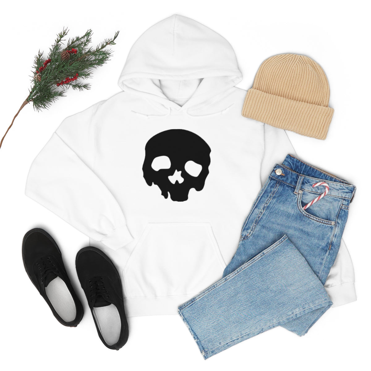 LUXE GOTH BASICS Black Skull Hoodie (Unisex)