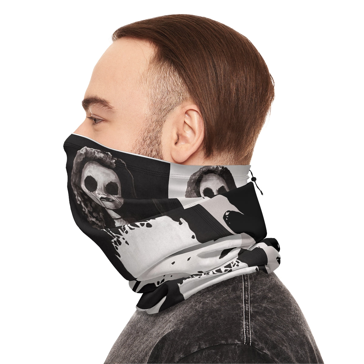 "Melancholy Felines" by Kelly Kresconko Winter Neck Gaiter With Drawstring