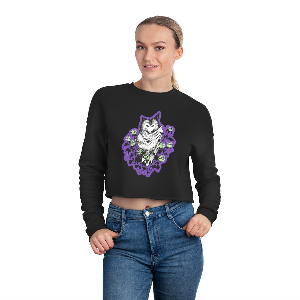 "Blue Batty " Illustration by Kelly Kresconko Cropped Sweatshirt