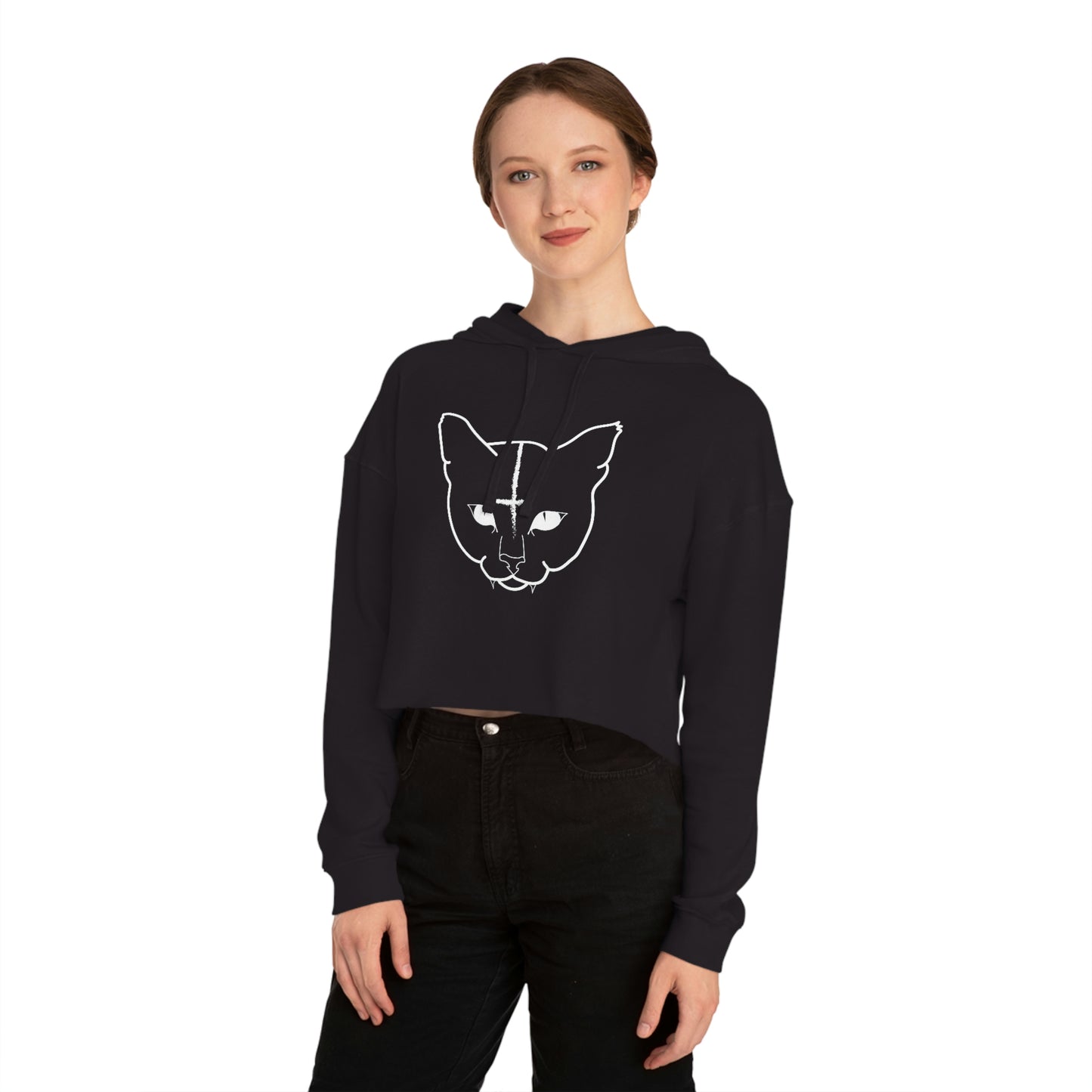 Hell O'kitty  Cropped Hooded Sweatshirt