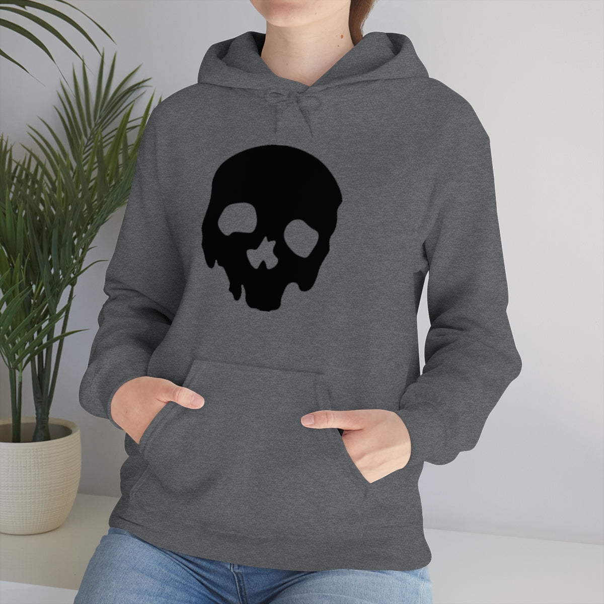 LUXE GOTH BASICS Black Skull Hoodie (Unisex)