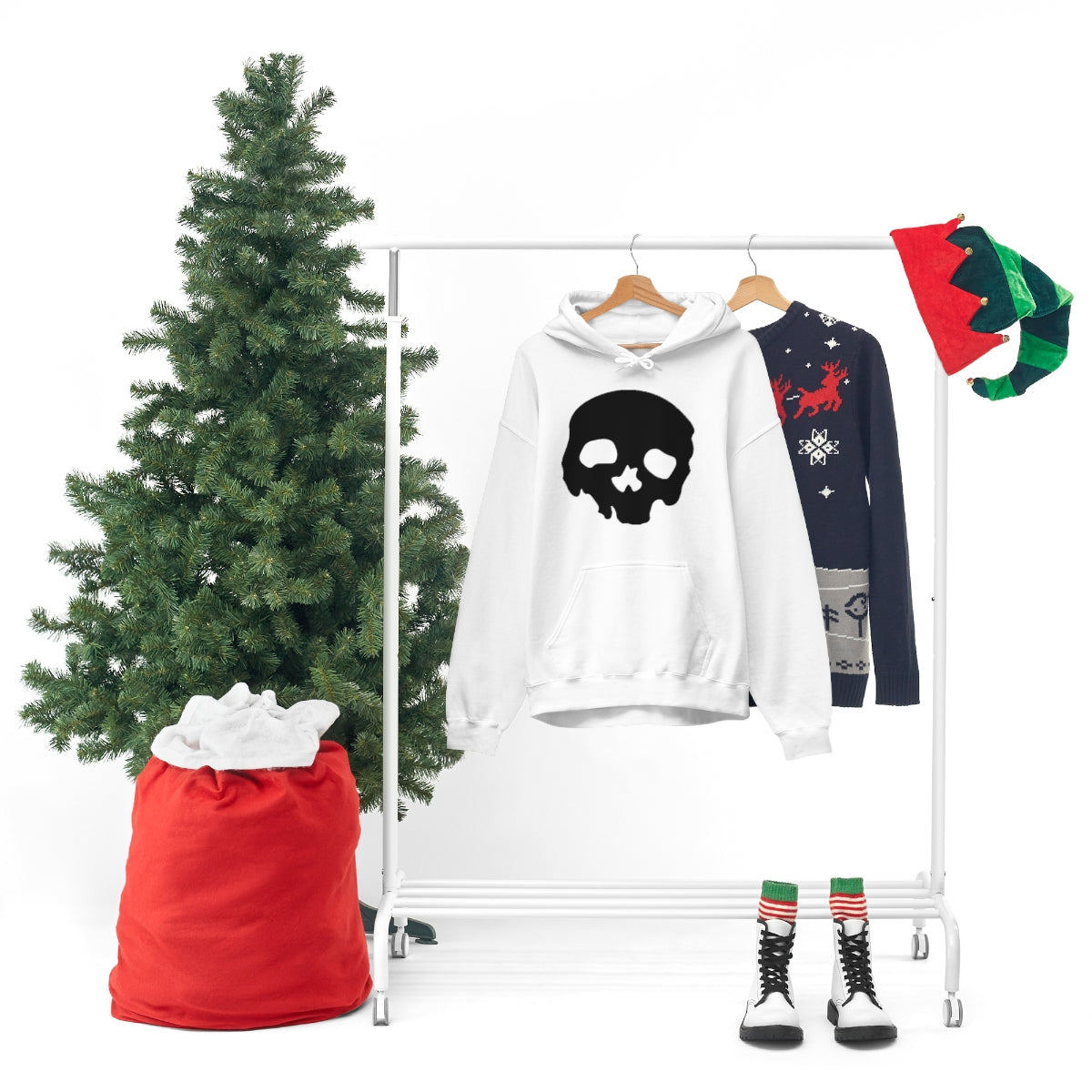 LUXE GOTH BASICS Black Skull Hoodie (Unisex)