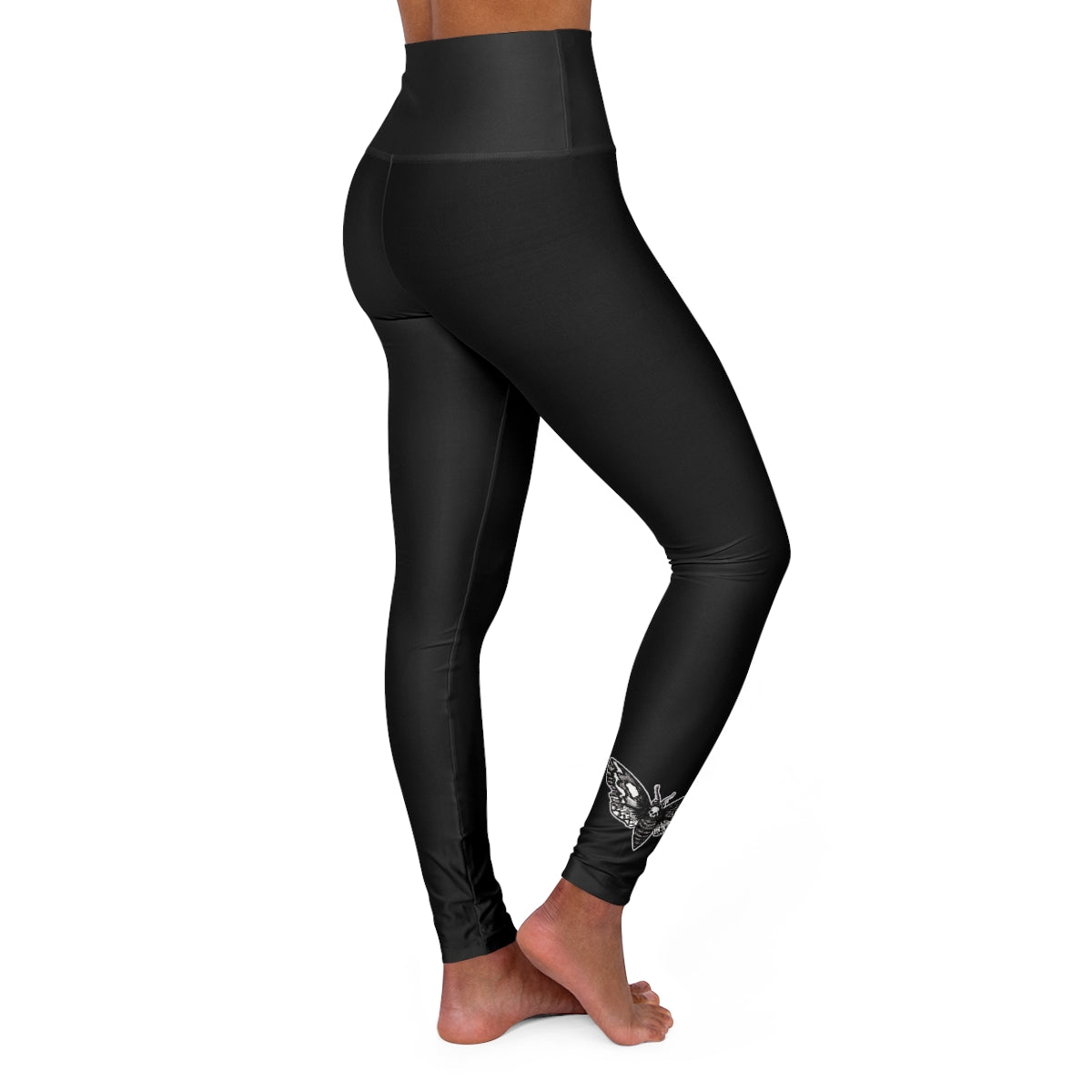 LUXE GOTH BASICS "DeathMoth" By Kelly Kresconko High Waisted Yoga Leggings