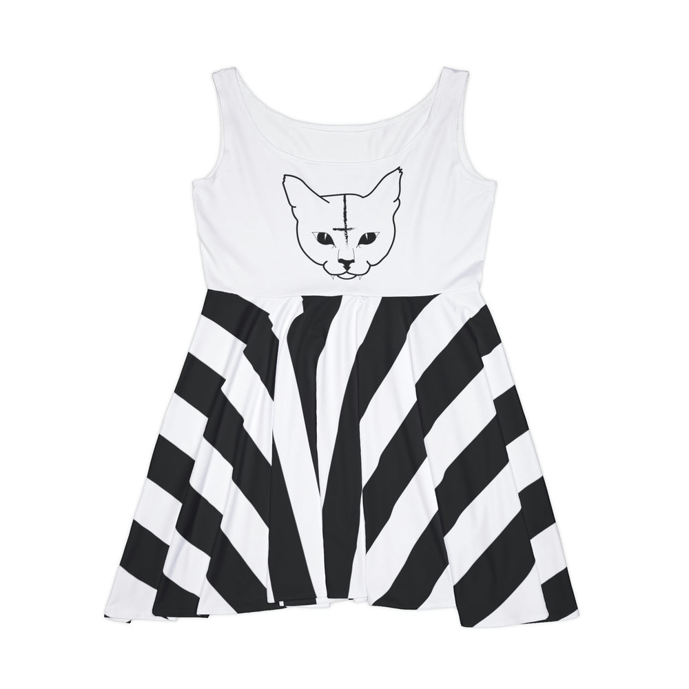 Hell Cat with Stripes Flowy Midi Dress