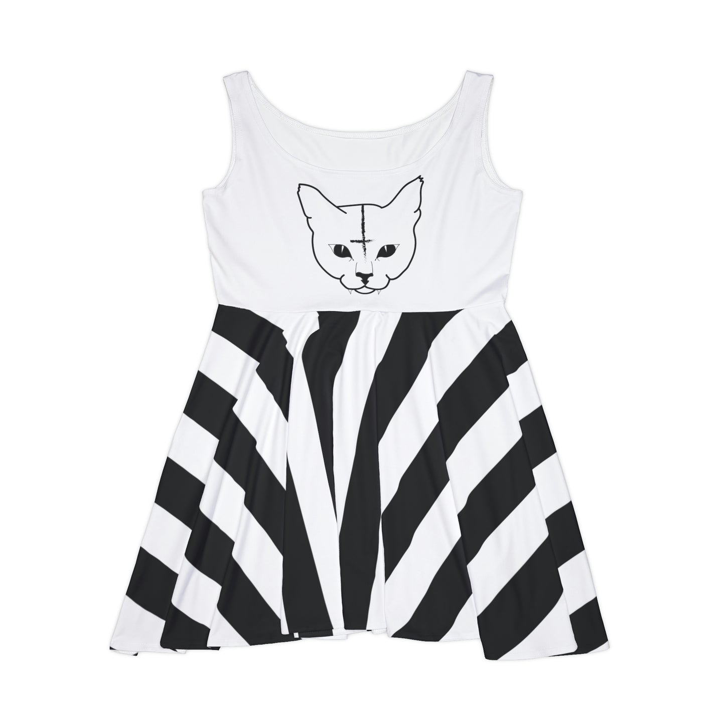 Hell Cat with Stripes Flowy Midi Dress