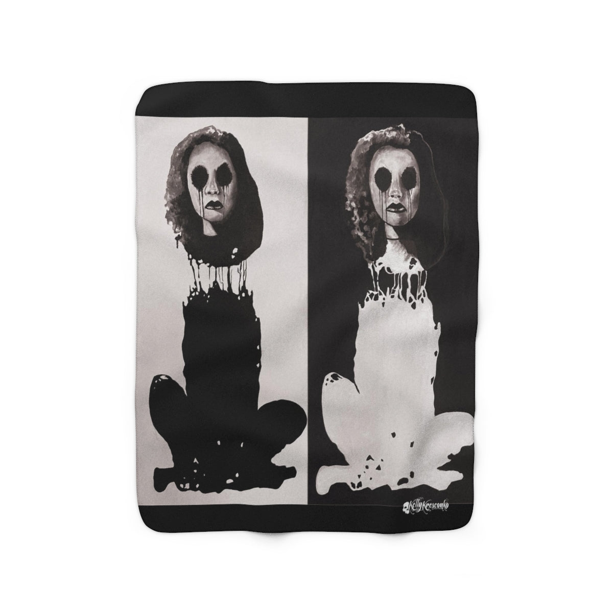 "Melancholy Felines" By Kelly Kresconko Sherpa Fleece Blanket