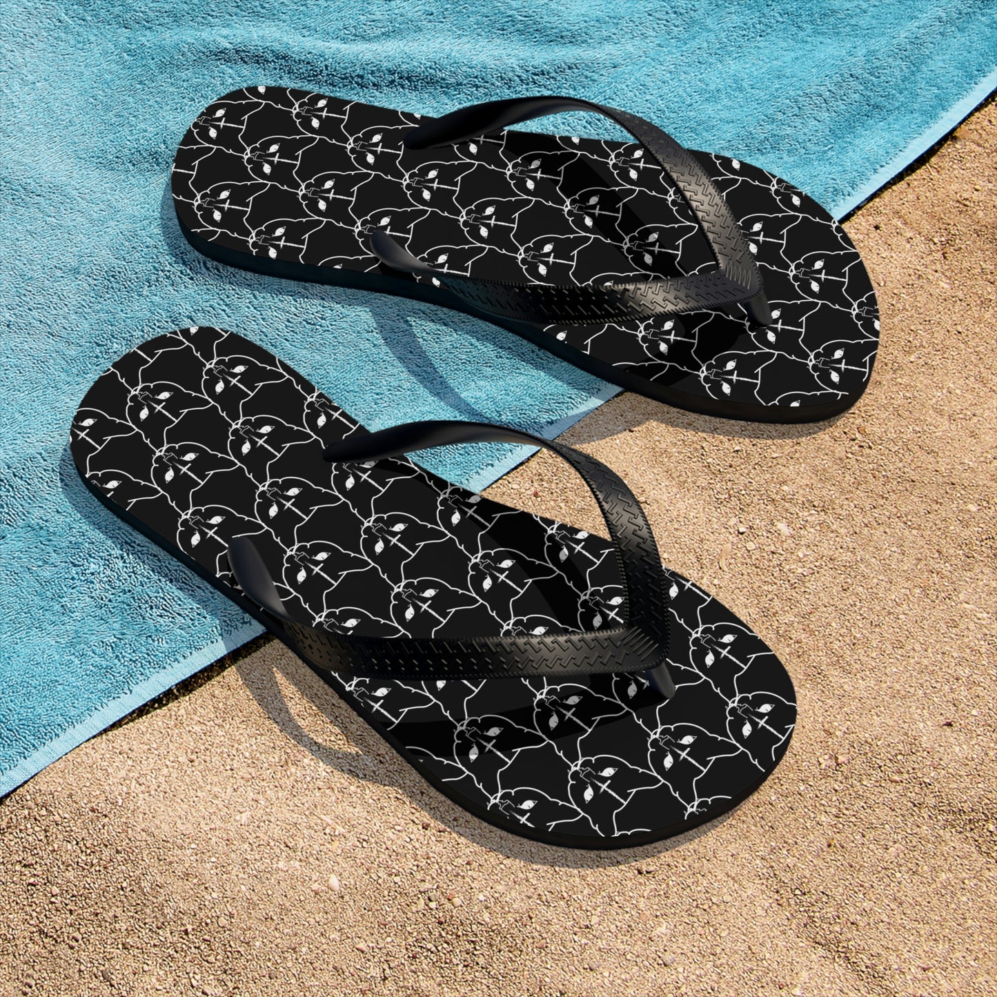 Hell Cat Pattern Filp Flops