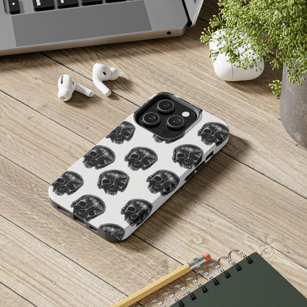 Skull Illustration by Kelly Kresconko Phone Case