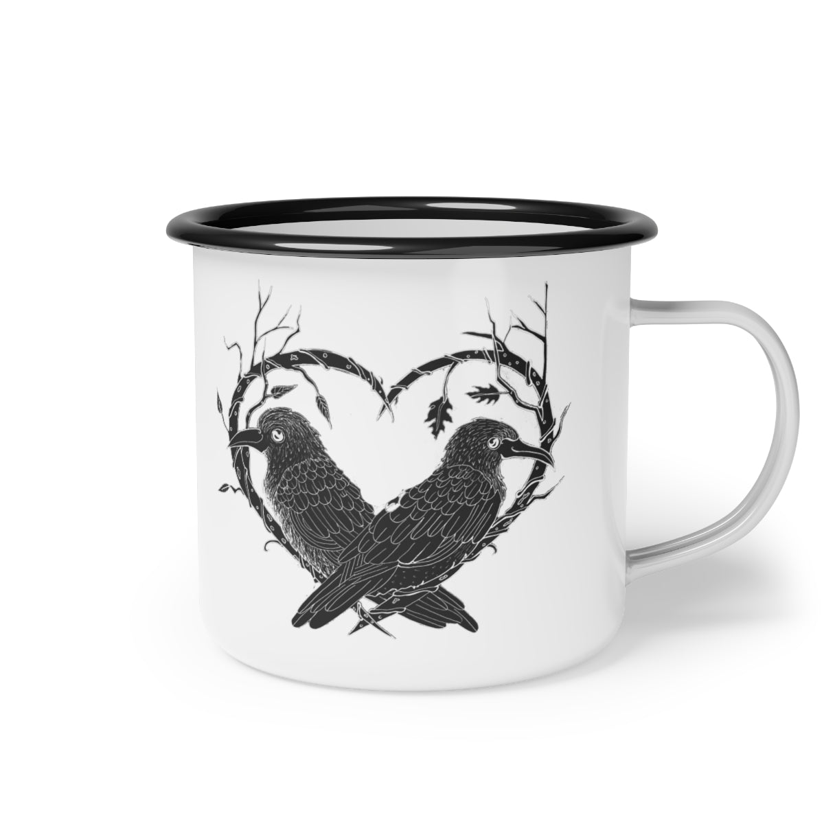 Odin's Ravens White Enamel Camp Cup