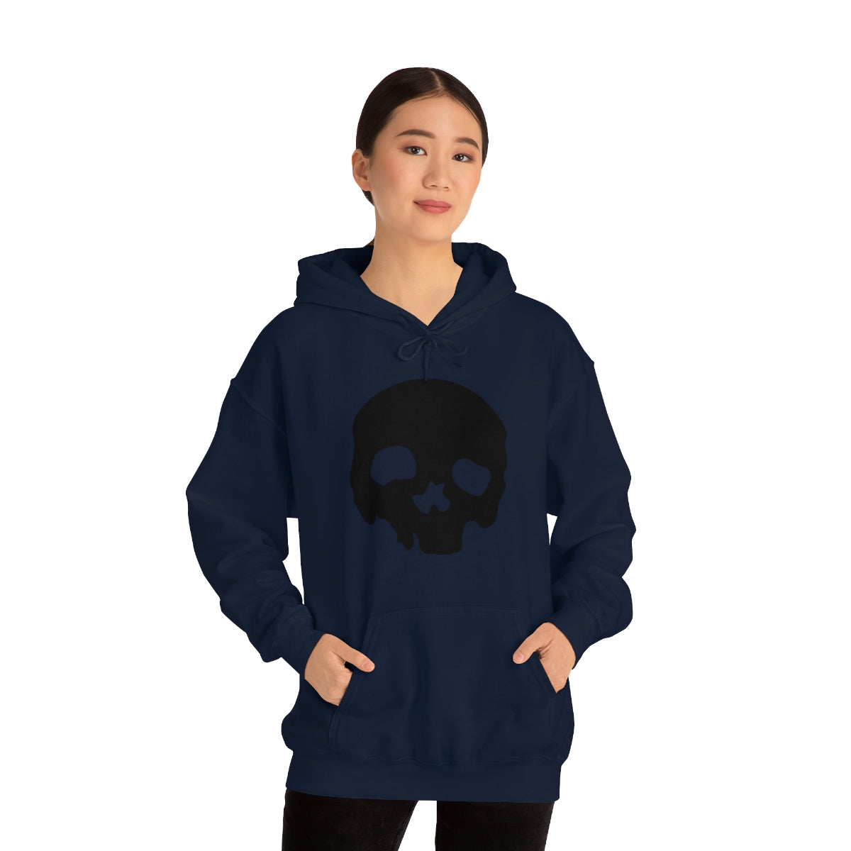 LUXE GOTH BASICS Black Skull Hoodie (Unisex)