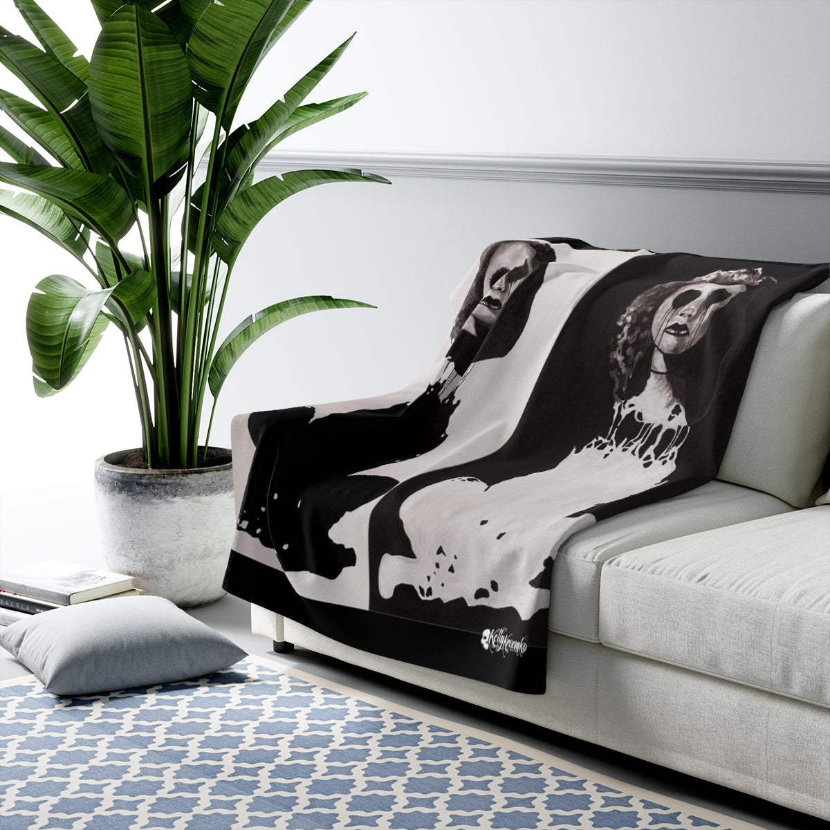 "Melancholy Felines" By Kelly Kresconko Sherpa Fleece Blanket