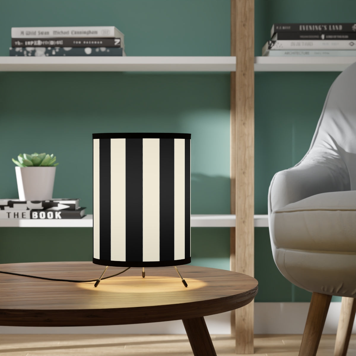Stripey Tripod Lamp with High-Res Printed Shade, US\CA plug