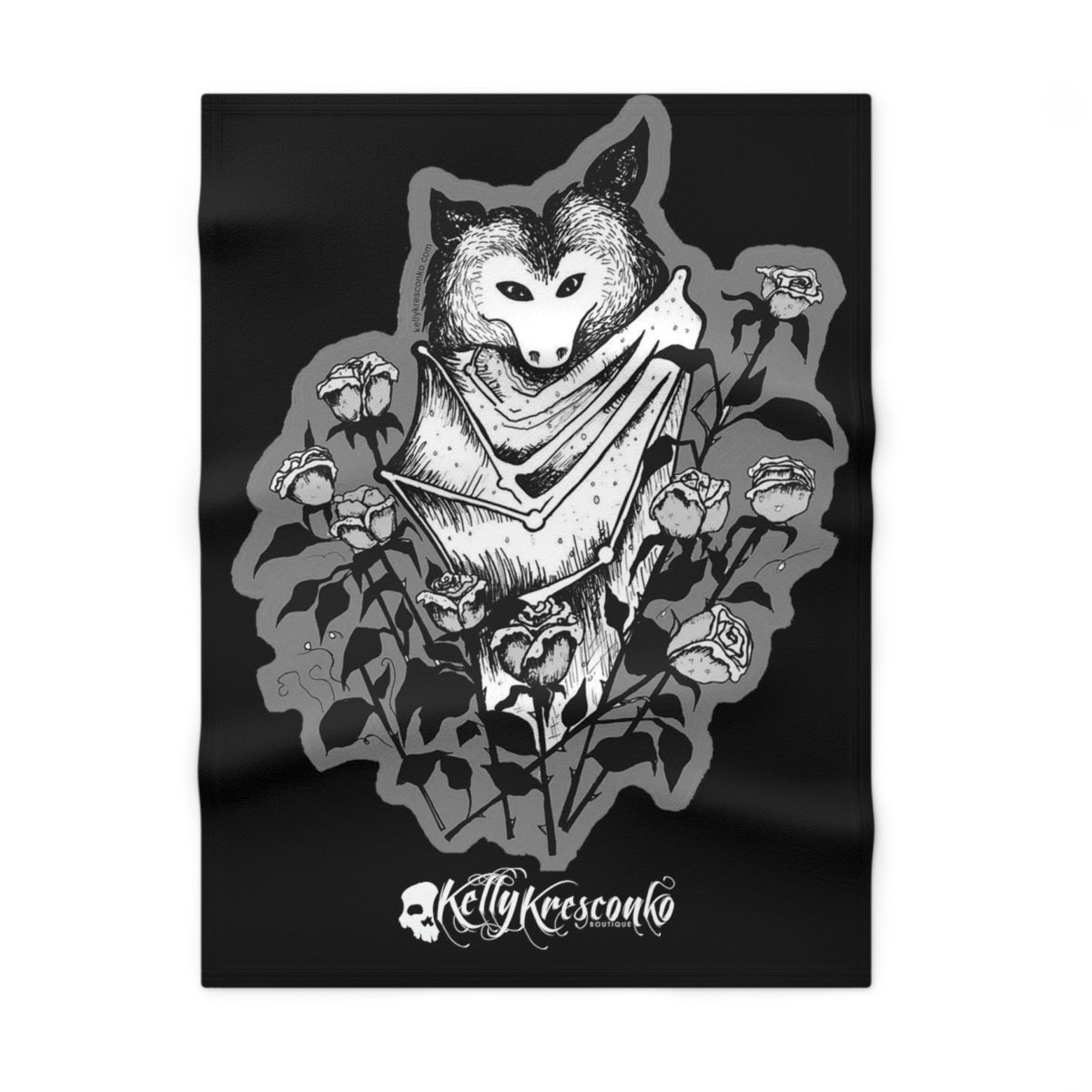 Soft Fleece Baby Blanket in Grayscale Batty