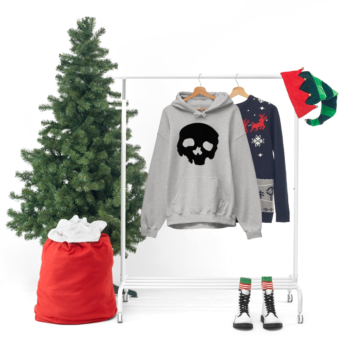 LUXE GOTH BASICS Black Skull Hoodie (Unisex)