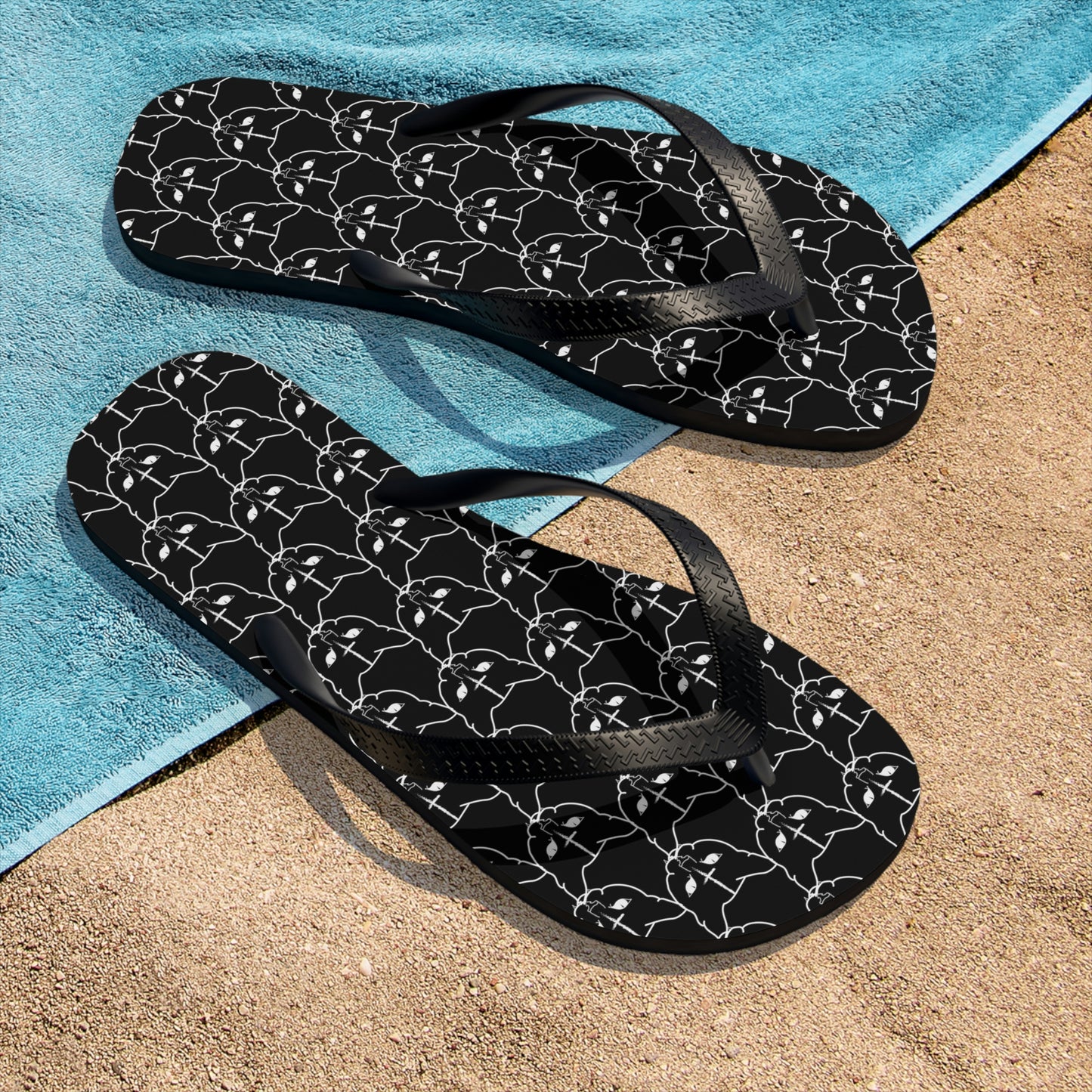 Hell Cat Pattern Filp Flops