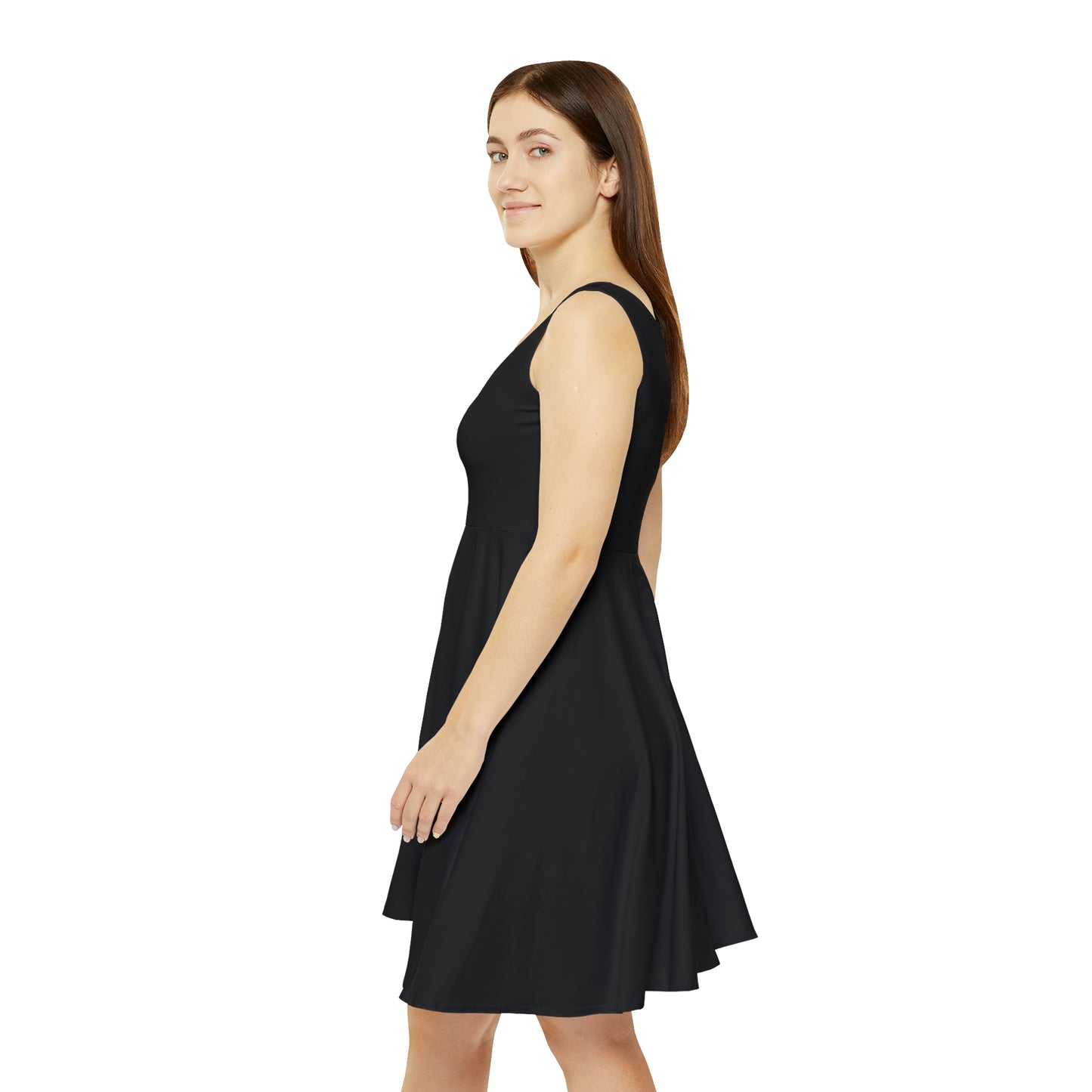 Super Soft Skater Dress- White Skull on Black