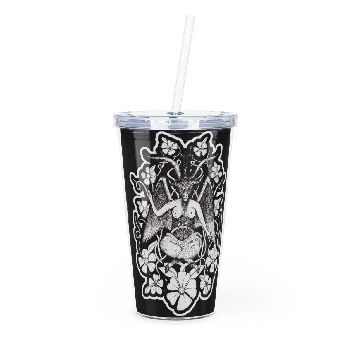 Baphomet Plastic Tumbler with Straw