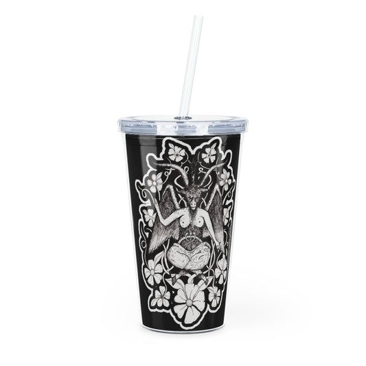 Baphomet Plastic Tumbler with Straw