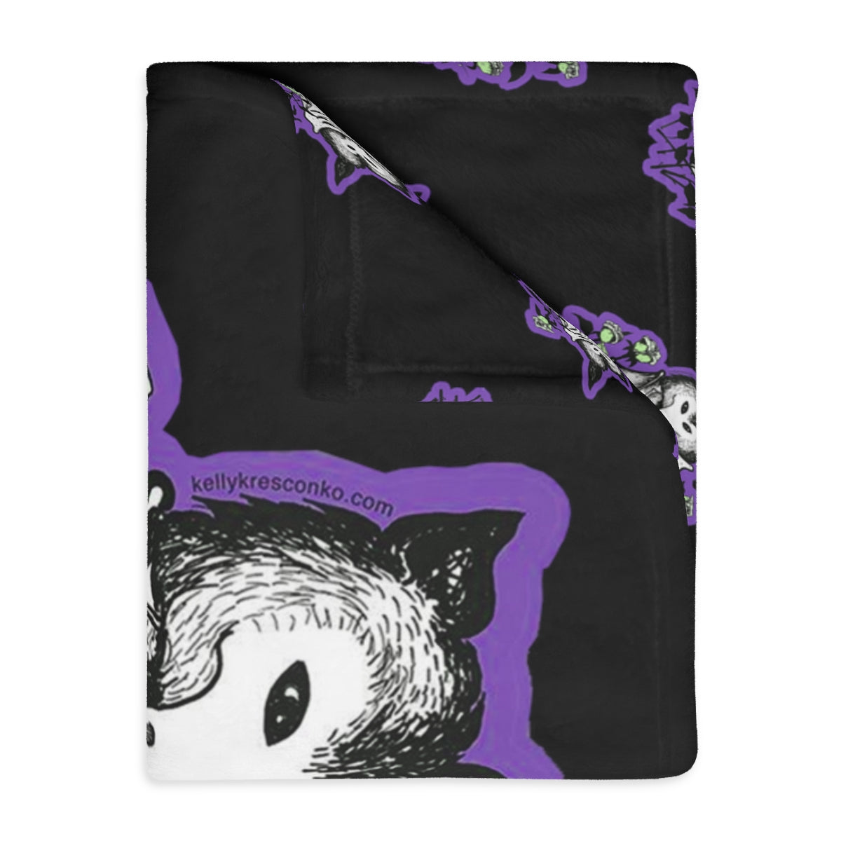 Blue Batty Velveteen Minky Blanket (Two-sided print)