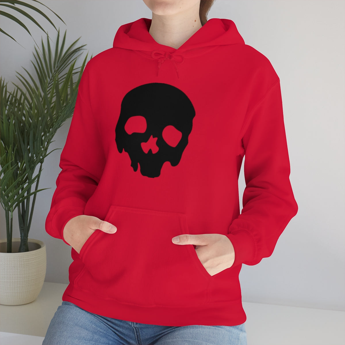 LUXE GOTH BASICS Black Skull Hoodie (Unisex)