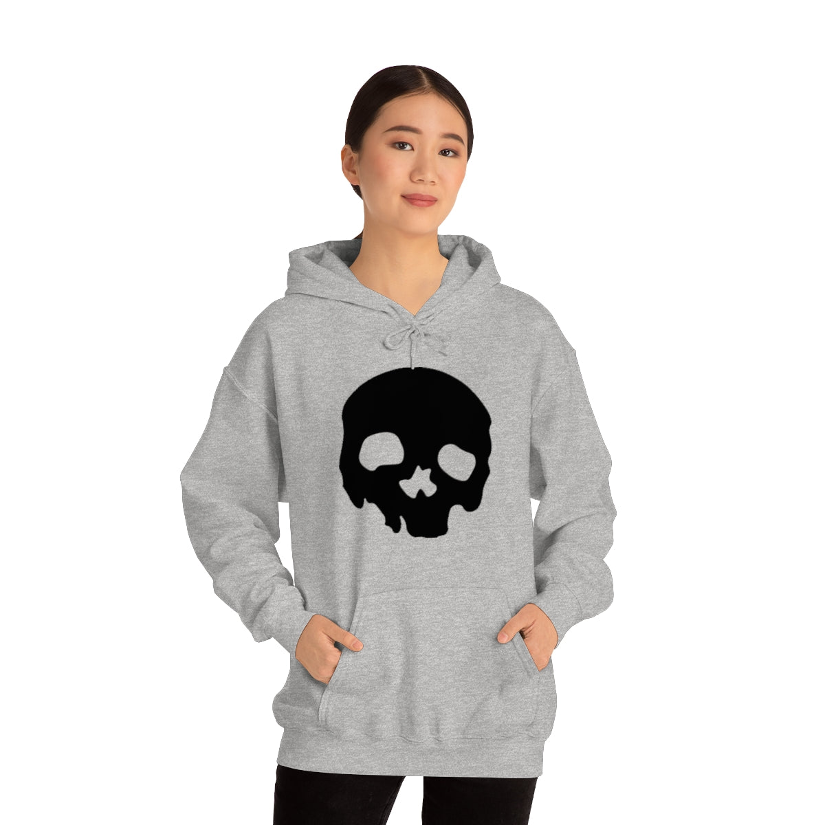 LUXE GOTH BASICS Black Skull Hoodie (Unisex)