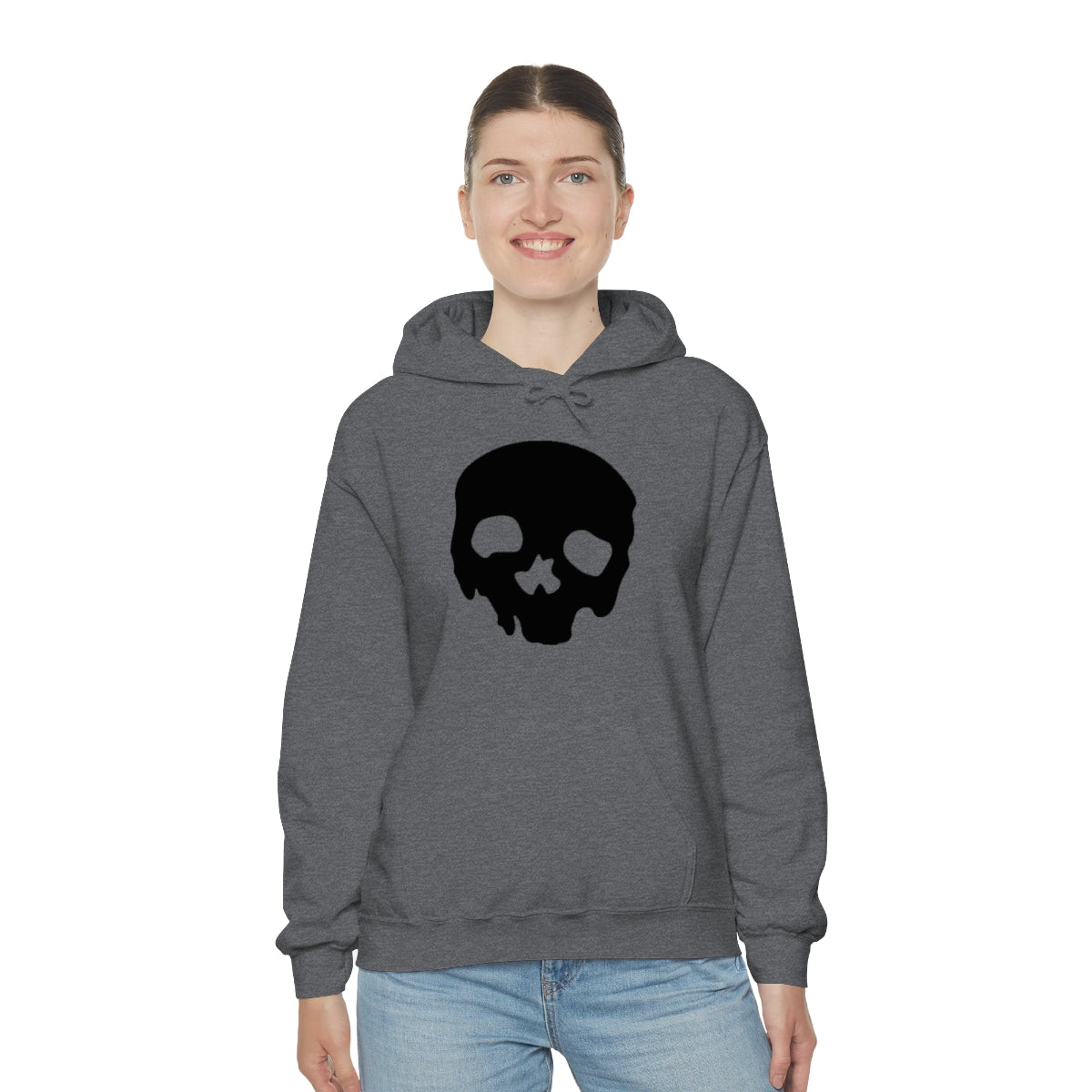 LUXE GOTH BASICS Black Skull Hoodie (Unisex)