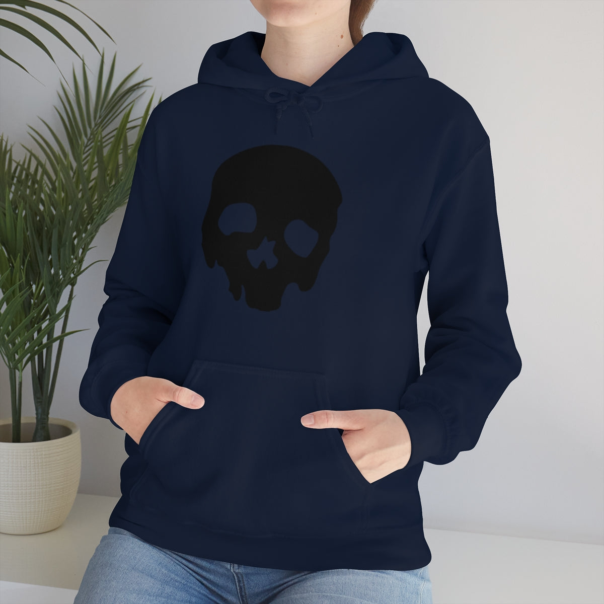 LUXE GOTH BASICS Black Skull Hoodie (Unisex)