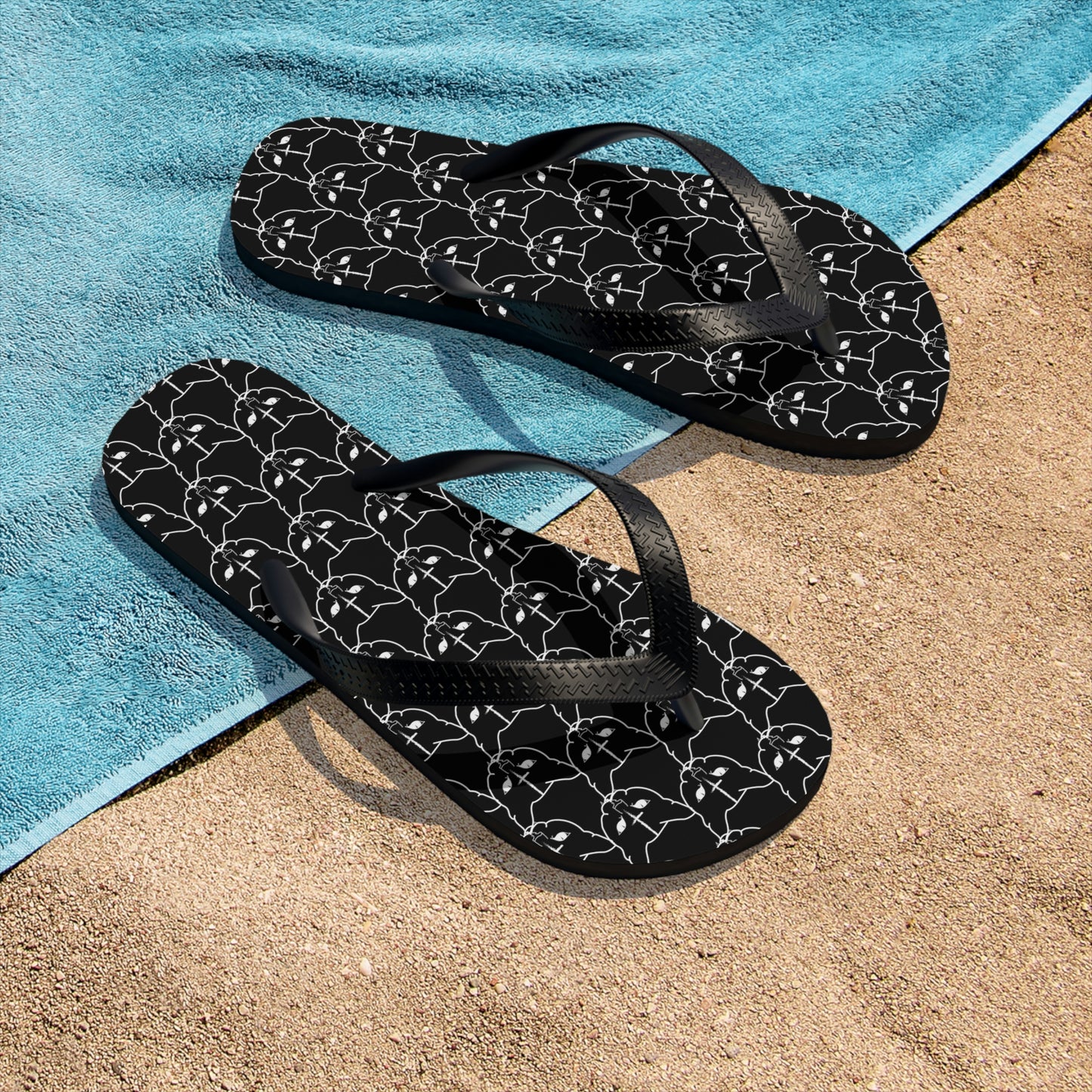 Hell Cat Pattern Filp Flops