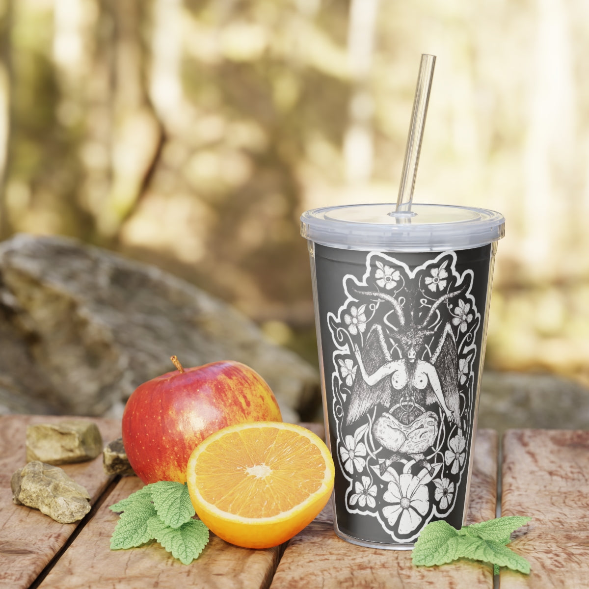 Baphomet Plastic Tumbler with Straw