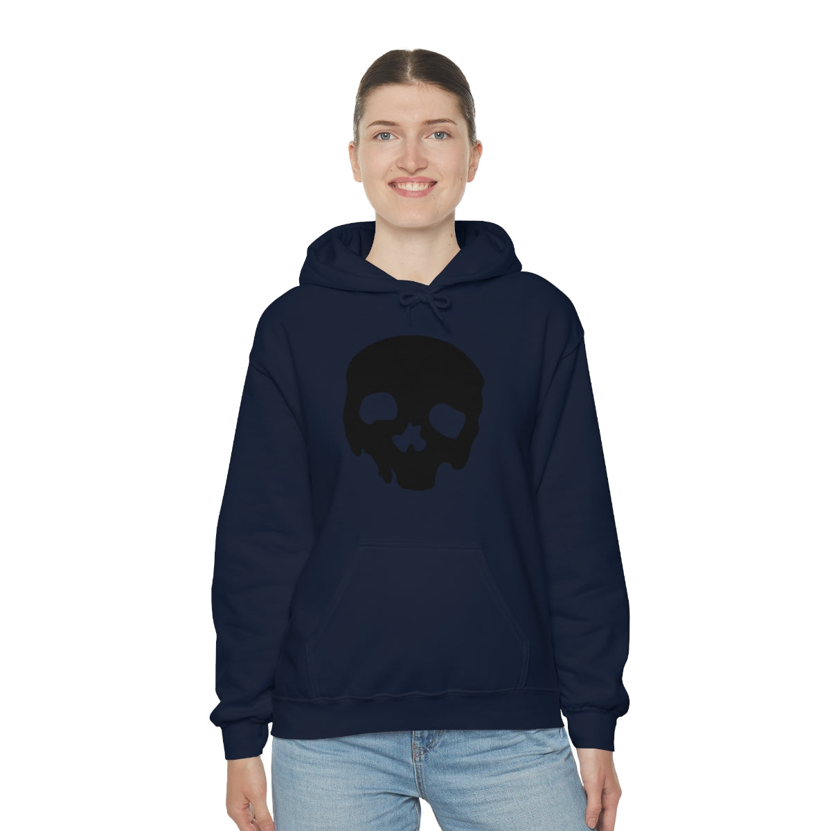 LUXE GOTH BASICS Black Skull Hoodie (Unisex)