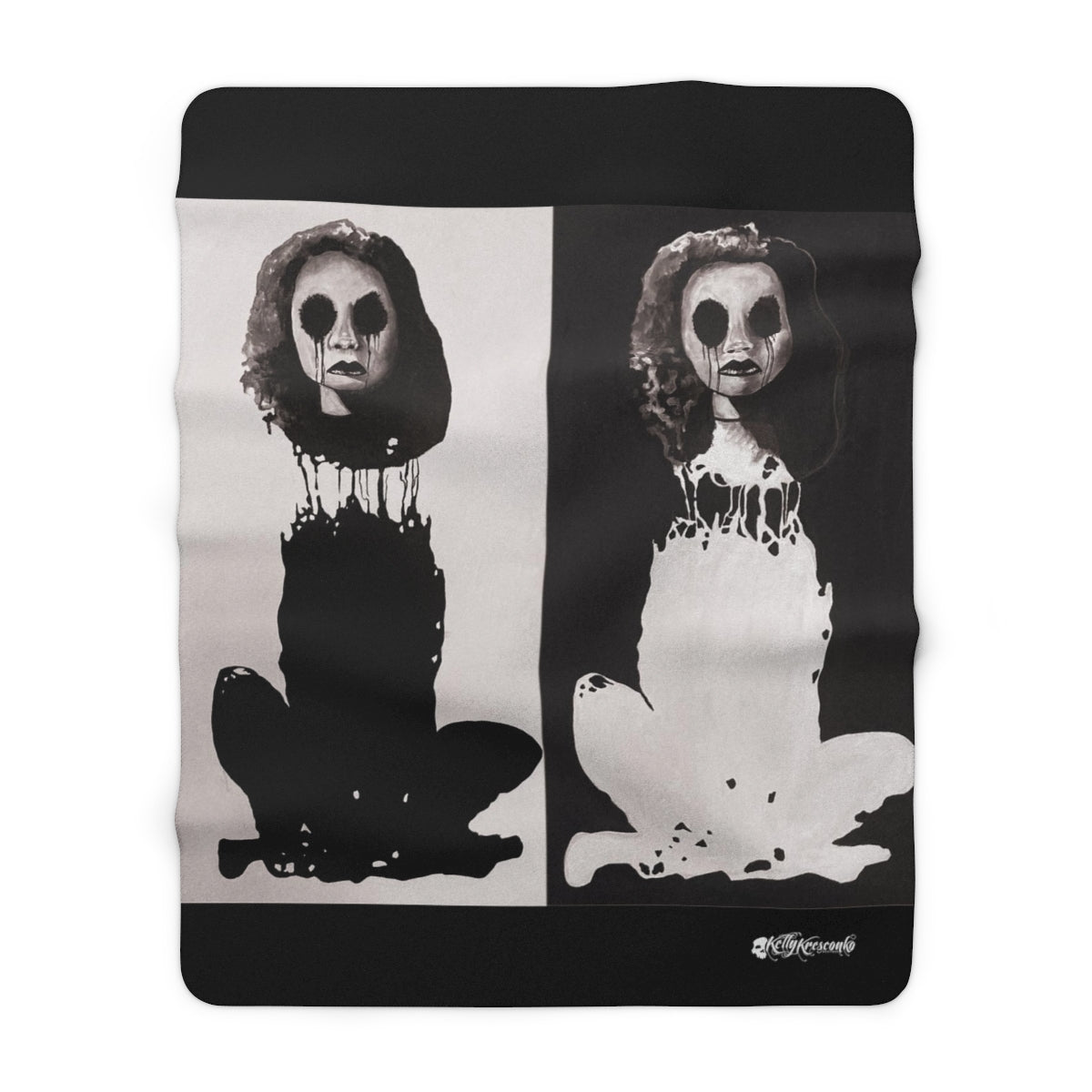 "Melancholy Felines" By Kelly Kresconko Sherpa Fleece Blanket