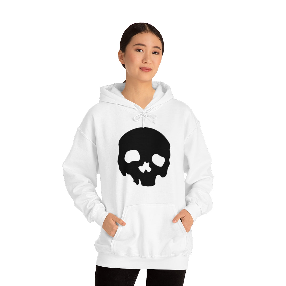 LUXE GOTH BASICS Black Skull Hoodie (Unisex)