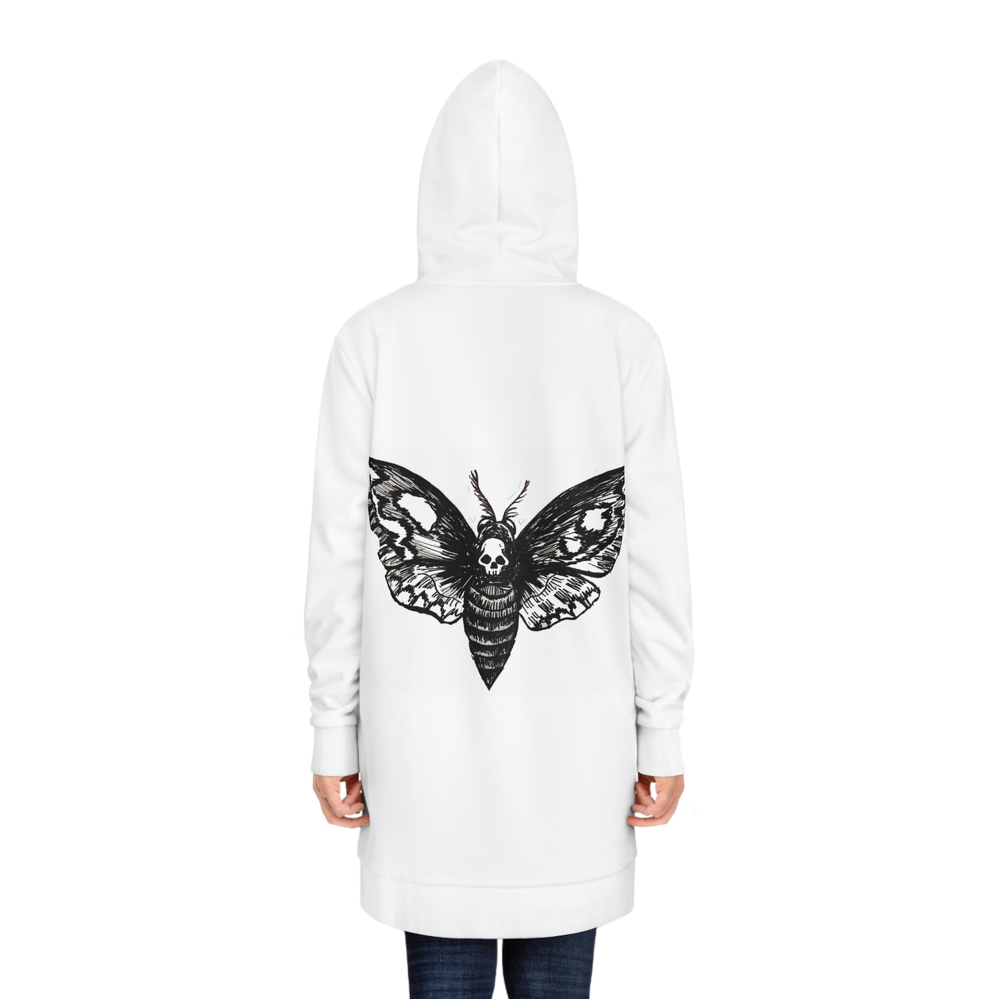 Death Moth Hoodie Dress with Patterned Hood Lining