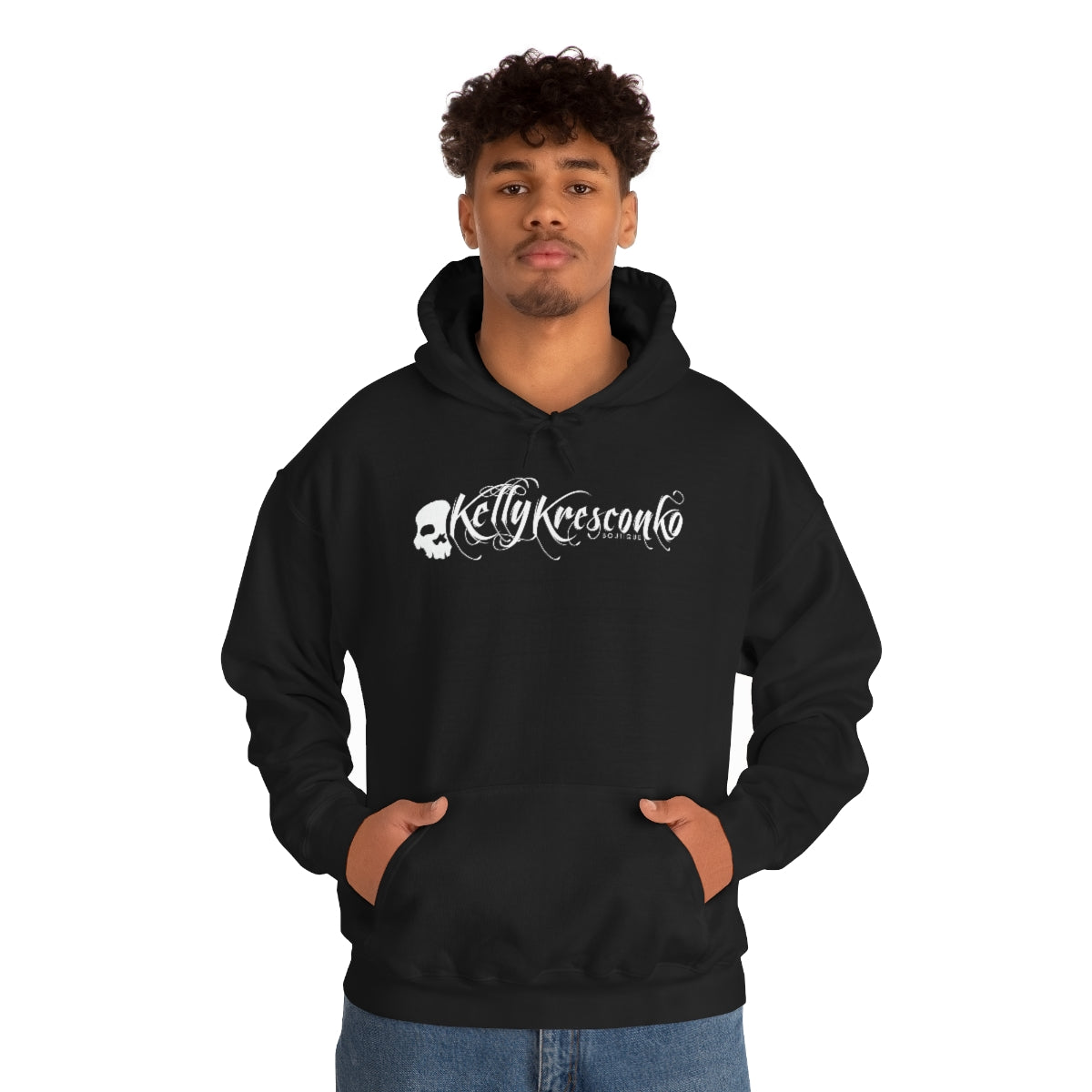 "Blue Batty" Illustration by Kelly Kresconko Heavy Blend™ Hooded Sweatshirt