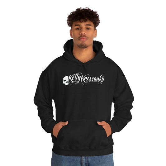 "Blue Batty" Illustration by Kelly Kresconko Heavy Blend™ Hooded Sweatshirt