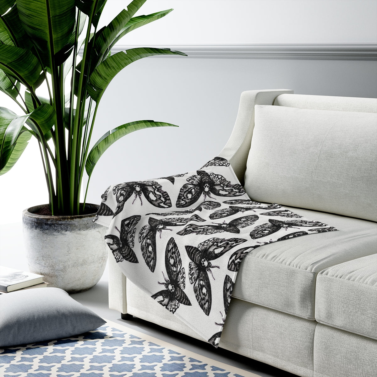 *DeathMoth* By Kelly Kresconko Velveteen Plush Blanket