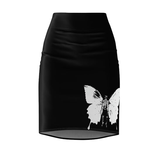 Distressed Skellerfly Pencil Skirt