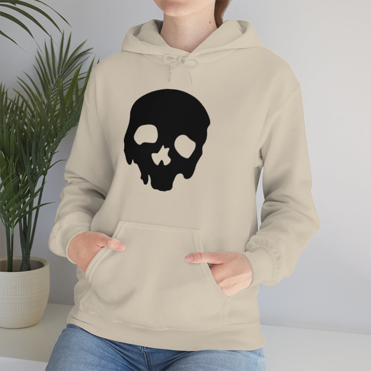 LUXE GOTH BASICS Black Skull Hoodie (Unisex)